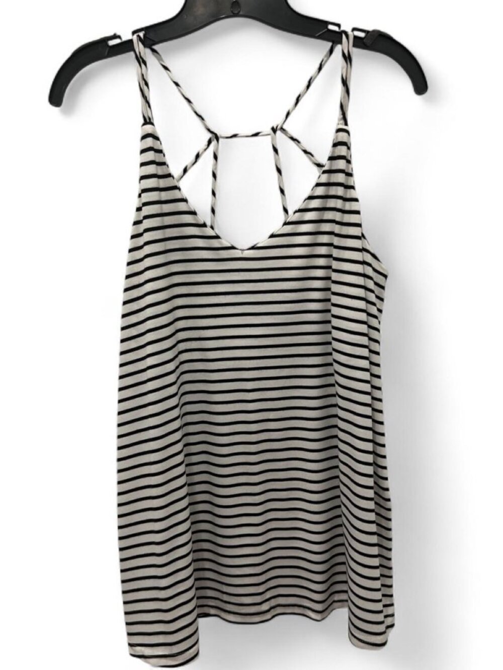 HYFVE Women's Large Striped Sailor white, Black Double Strap Tank Top